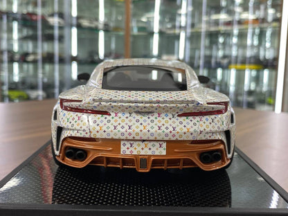 Aston Martin DB11 CYRUS MANSORY 1:18 Resin Model – LV White Colorful | Timothy & Pierre (Limited 20 pcs – Dubai Collectors)