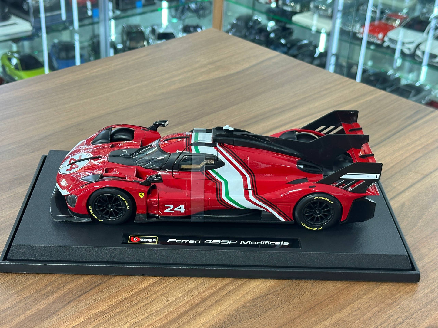 Bburago Ferrari 499P Modificata #24 – Red/White – 1:18 Metal Diecast Model (Doors Opening, Collector‑Grade, Not Used)