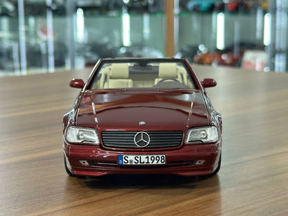 1/18 Diecast Mercedes-Benz SL 500 (R129, 1998–2001) – Norev Dealer Edition (Amber Red)