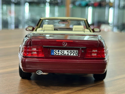 1/18 Diecast Mercedes-Benz SL 500 (R129, 1998–2001) – Norev Dealer Edition (Amber Red)