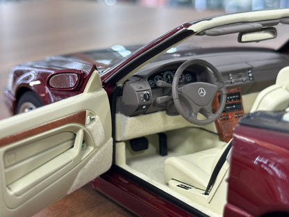 1/18 Diecast Mercedes-Benz SL 500 (R129, 1998–2001) – Norev Dealer Edition (Amber Red)