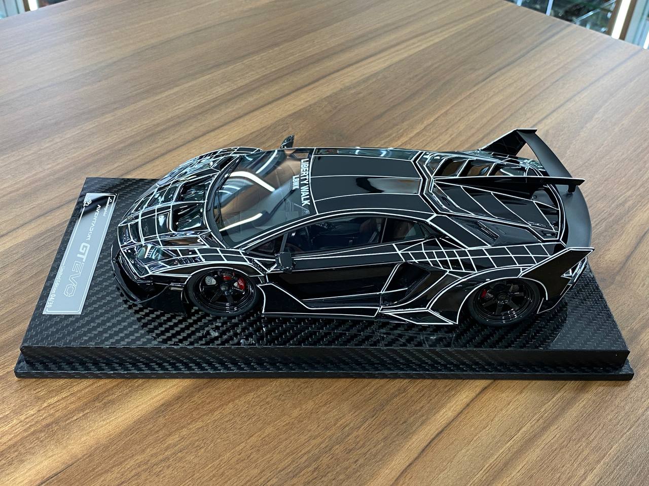 1:18 Resin Model Lamborghini Aventador GT EVO LBWK l – Black Elephant Pattern | VIP Models (Limited 30 pcs – Dubai Collectors)