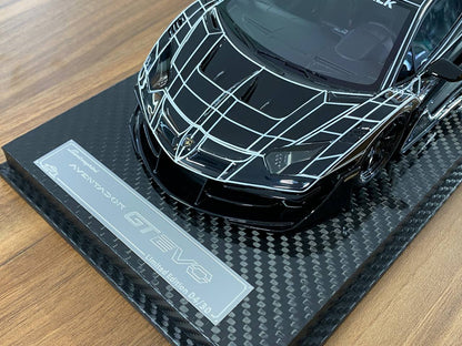 1:18 Resin Model Lamborghini Aventador GT EVO LBWK l – Black Elephant Pattern | VIP Models (Limited 30 pcs – Dubai Collectors)