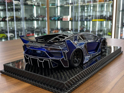 🚨1:18 Resin Model Lamborghini Aventador GT EVO LBWK – Blue Elephant Pattern | VIP Models (Limited 30 pcs – Dubai Collectors)