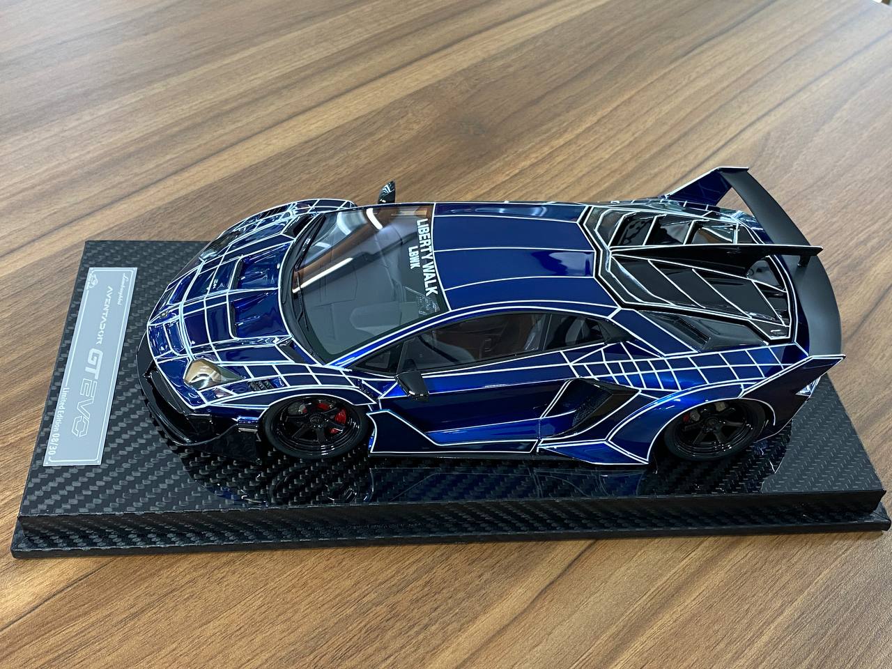 🚨1:18 Resin Model Lamborghini Aventador GT EVO LBWK – Blue Elephant Pattern | VIP Models (Limited 30 pcs – Dubai Collectors)