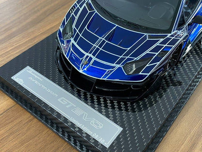 🚨1:18 Resin Model Lamborghini Aventador GT EVO LBWK – Blue Elephant Pattern | VIP Models (Limited 30 pcs – Dubai Collectors)