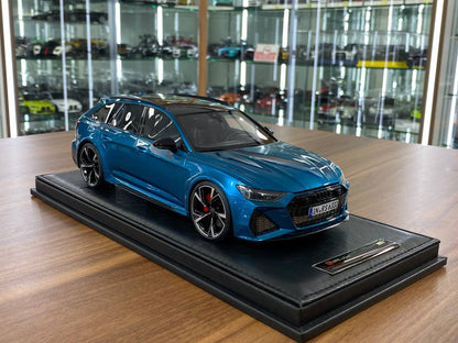 🚨1:18 Resin Model Audi RS6 Avant – Metallic Blue | Motorhelix (Limited 99 pcs)