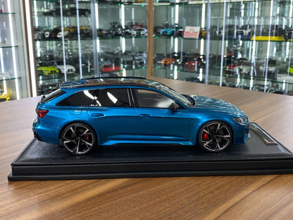 🚨1:18 Resin Model Audi RS6 Avant – Metallic Blue | Motorhelix (Limited 99 pcs)
