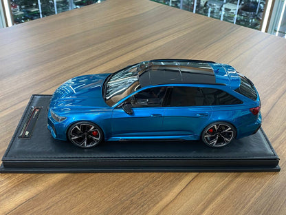 🚨1:18 Resin Model Audi RS6 Avant – Metallic Blue | Motorhelix (Limited 99 pcs)