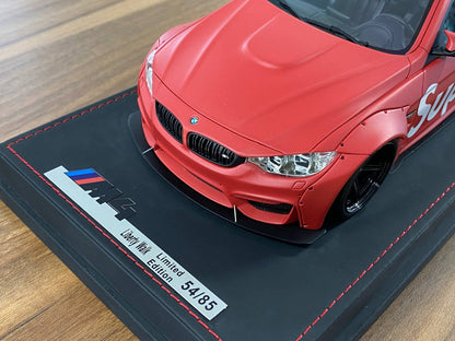 🚨1:18 Resin Model BMW M4 Liberty Walk by AutoBarn – Matt Red Supreme Limited 55 pcs