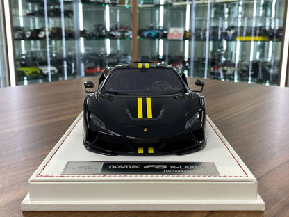 🚨1:18 Resin Model IVY Merit Models Ferrari F8 N-Largo Novitec – Metallic Black/Yellow Stripe Ltd 99 pcs