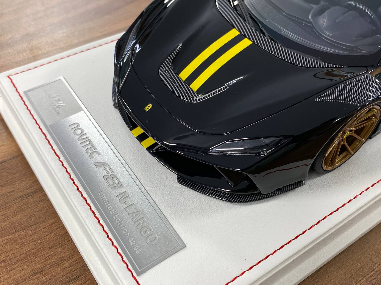 🚨1:18 Resin Model IVY Merit Models Ferrari F8 N-Largo Novitec – Metallic Black/Yellow Stripe Ltd 99 pcs