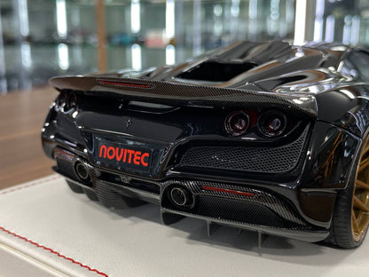 🚨1:18 Resin Model IVY Merit Models Ferrari F8 N-Largo Novitec – Metallic Black/Yellow Stripe Ltd 99 pcs