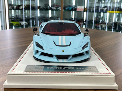 🚨1:18 Resin Model IVY Merit Models Ferrari F8 N-Largo Novitec – Baby Blue / White Stripes (Limited 99 pcs)