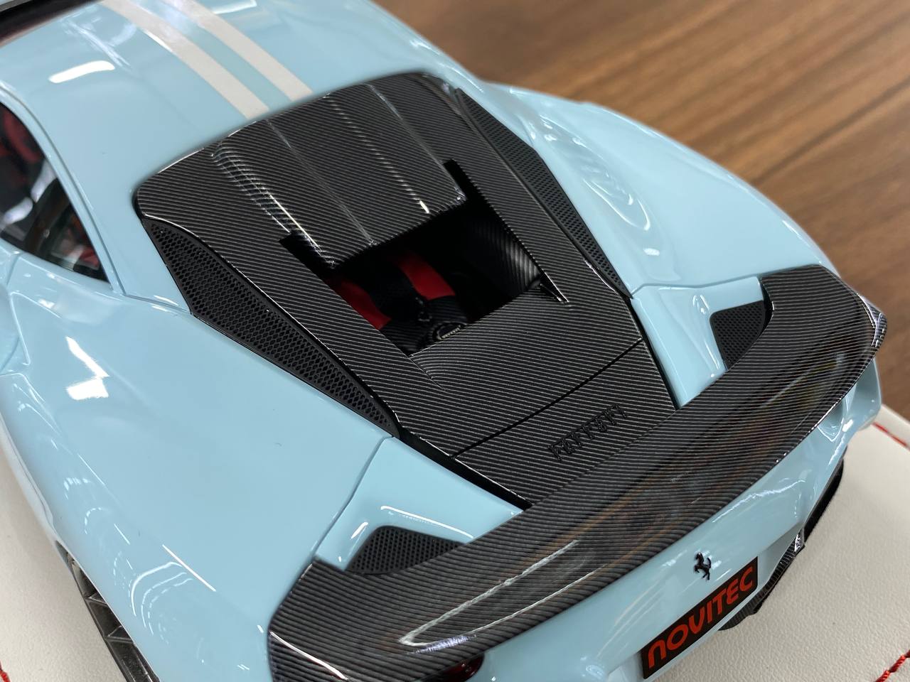 🚨1:18 Resin Model IVY Merit Models Ferrari F8 N-Largo Novitec – Baby Blue / White Stripes (Limited 99 pcs)