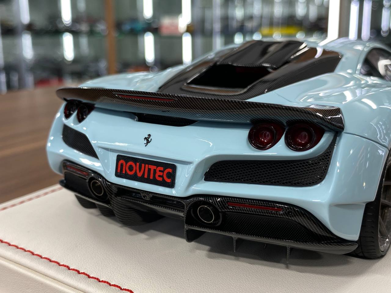 🚨1:18 Resin Model IVY Merit Models Ferrari F8 N-Largo Novitec – Baby Blue / White Stripes (Limited 99 pcs)