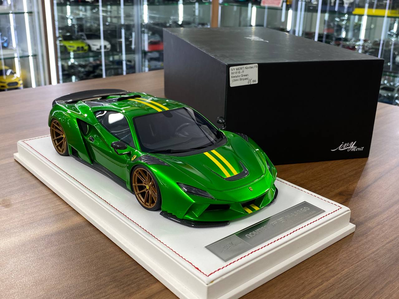 🚨Ferrari F8 N-Largo Novitec – Metallic Green / Gold Stripes - Limited 99 pcs