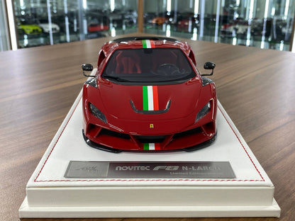 🚨1:18 Resin Ferrari F8 N-Largo Novitec – Rosso Corsa / Italian Stripes - Ivy Merit Models -Ltd. 199 pcs