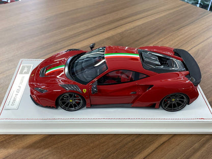 🚨1:18 Resin Ferrari F8 N-Largo Novitec – Rosso Corsa / Italian Stripes - Ivy Merit Models -Ltd. 199 pcs