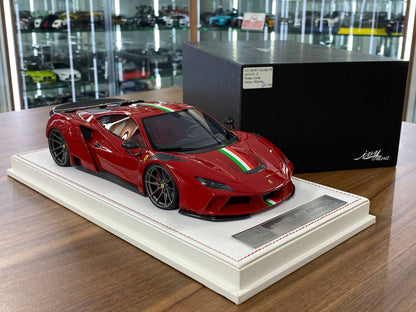 🚨1:18 Resin Ferrari F8 N-Largo Novitec – Rosso Corsa / Italian Stripes - Ivy Merit Models -Ltd. 199 pcs