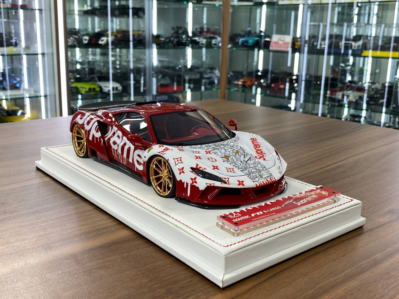 🚨1/18 Resin 1/18 Resin Ferrari F8 N-Largo Novitec – LV Supreme White / Black - IVY Merit Models - Limited to 30 pcs