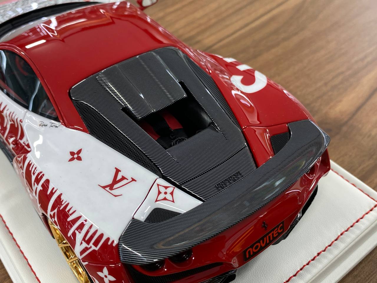 🚨1/18 Resin 1/18 Resin Ferrari F8 N-Largo Novitec – LV Supreme White / Black - IVY Merit Models - Limited to 30 pcs