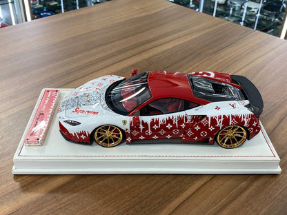 🚨1/18 Resin 1/18 Resin Ferrari F8 N-Largo Novitec – LV Supreme White / Black - IVY Merit Models - Limited to 30 pcs