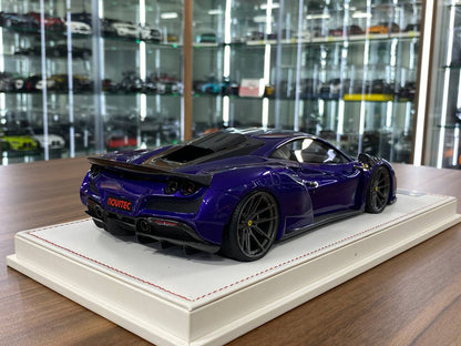 🚨1/18 Resin Ferrari F8 N-Largo Novitec – Hong Kong Violet / White Stripes - Limited 199 pcs