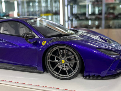 🚨1/18 Resin Ferrari F8 N-Largo Novitec – Hong Kong Violet / White Stripes - Limited 199 pcs