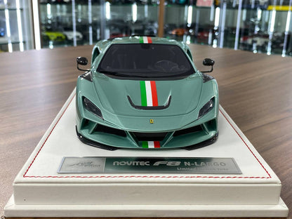 🚨1/18 Resin Ferrari F8 N-Largo Novitec – Verde Francesca / Italian Stripes - Ltd to 99 pcs