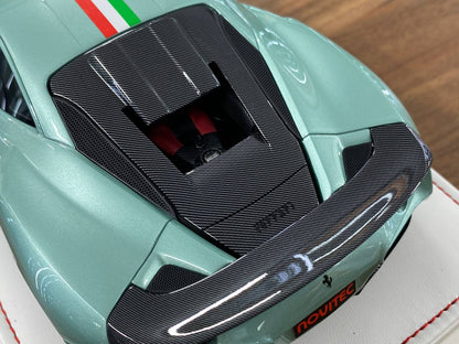 🚨1/18 Resin Ferrari F8 N-Largo Novitec – Verde Francesca / Italian Stripes - Ltd to 99 pcs