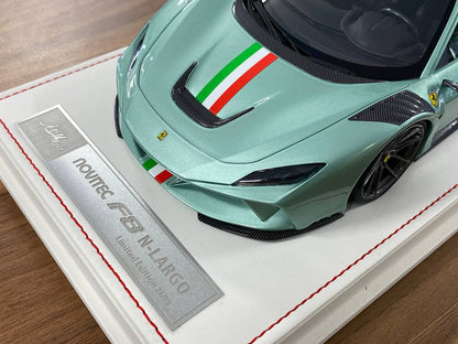 🚨1/18 Resin Ferrari F8 N-Largo Novitec – Verde Francesca / Italian Stripes - Ltd to 99 pcs