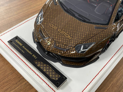 🚨1/18 Resin Lamborghini AVENTADOR SVJ – LV Decal Brown - Limited to 30 pcs