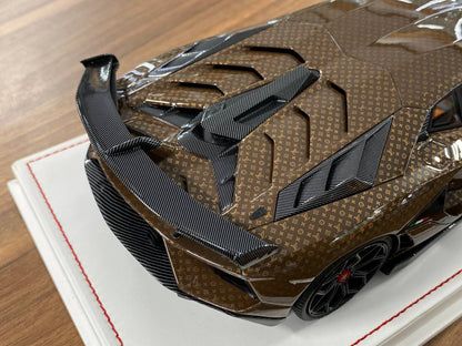 🚨1/18 Resin Lamborghini AVENTADOR SVJ – LV Decal Brown - Limited to 30 pcs