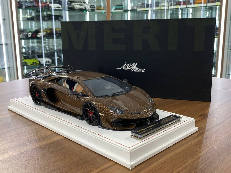 🚨1/18 Resin Lamborghini AVENTADOR SVJ – LV Decal Brown - Limited to 30 pcs