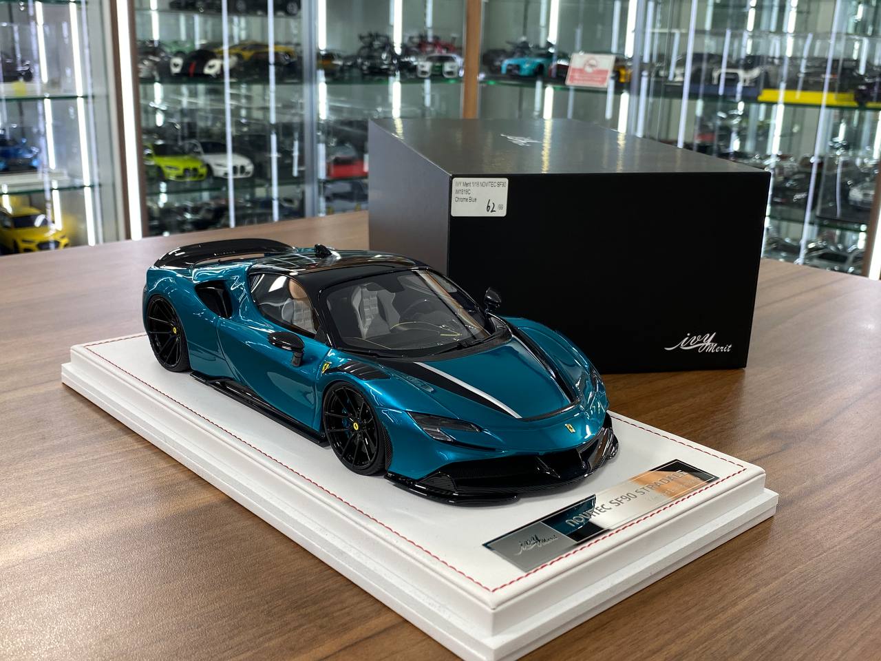 1:18 Resin Model IVY Merit Ferrari SF90 Stradale chrome blue – Limited 99 pcs