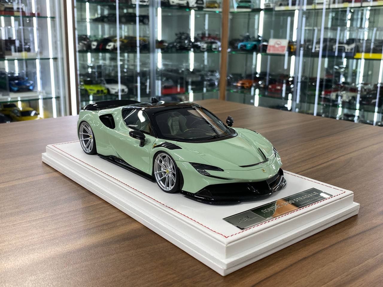 Ferrari SF90 Stradale 1:18 Resin Model – Light Green | IVY Merit Models (Limited 66 pcs – Dubai Collectors)