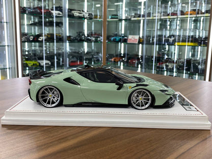 Ferrari SF90 Stradale 1:18 Resin Model – Light Green | IVY Merit Models (Limited 66 pcs – Dubai Collectors)