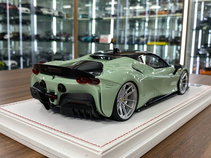 Ferrari SF90 Stradale 1:18 Resin Model – Light Green | IVY Merit Models (Limited 66 pcs – Dubai Collectors)