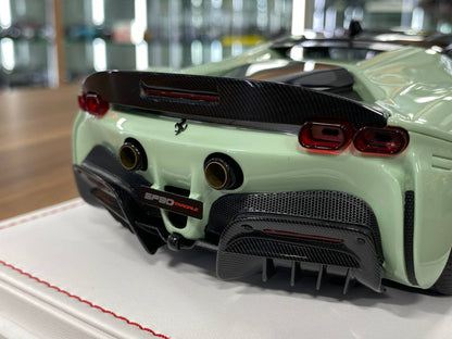 Ferrari SF90 Stradale 1:18 Resin Model – Light Green | IVY Merit Models (Limited 66 pcs – Dubai Collectors)