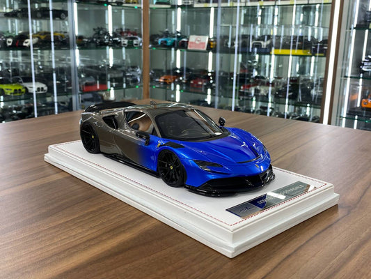 1:18 Resin Model  Ferrari SF90 Stradale – Blue/Grey | IVY Merit Models (Limited 99 pcs – Dubai Collectors)