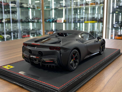 1:18 Resin Model BBR Collection Model Ferrari SF90 Spider Closed Roof – Matt Black / Matt Black Rim (Limited 40 pcs – Dubai Collectors)