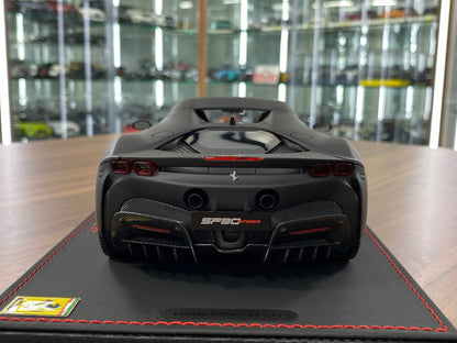 1:18 Resin Model BBR Collection Model Ferrari SF90 Spider Closed Roof – Matt Black / Matt Black Rim (Limited 40 pcs – Dubai Collectors)