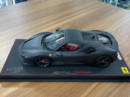 1:18 Resin Model BBR Collection Model Ferrari SF90 Spider Closed Roof – Matt Black / Matt Black Rim (Limited 40 pcs – Dubai Collectors)