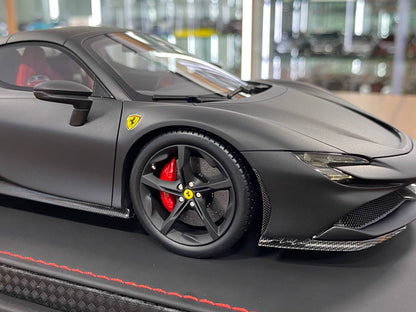 1:18 Resin Model BBR Collection Model Ferrari SF90 Spider Closed Roof – Matt Black / Matt Black Rim (Limited 40 pcs – Dubai Collectors)
