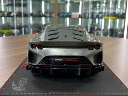 1:18 Resin Model BBR Collection Model Ferrari 812 Competizione 2021 – Grigio Coburn Yellow Stripe (Limited 140 pcs – Dubai Collectors)