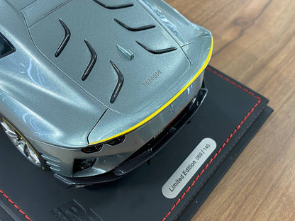 1:18 Resin Model BBR Collection Model Ferrari 812 Competizione 2021 – Grigio Coburn Yellow Stripe (Limited 140 pcs – Dubai Collectors)