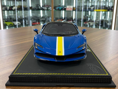 1:18 Resin Model BBR Models Ferrari SF90 Spider Closed Roof – Blue Elettrico / Gloss Black (Limited 60 pcs – Dubai Collectors)
