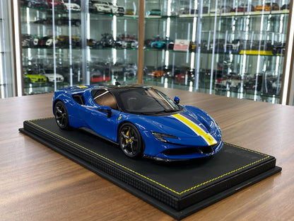 1:18 Resin Model BBR Models Ferrari SF90 Spider Closed Roof – Blue Elettrico / Gloss Black (Limited 60 pcs – Dubai Collectors)