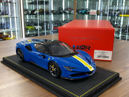 1:18 Resin Model BBR Models Ferrari SF90 Spider Closed Roof – Blue Elettrico / Gloss Black (Limited 60 pcs – Dubai Collectors)